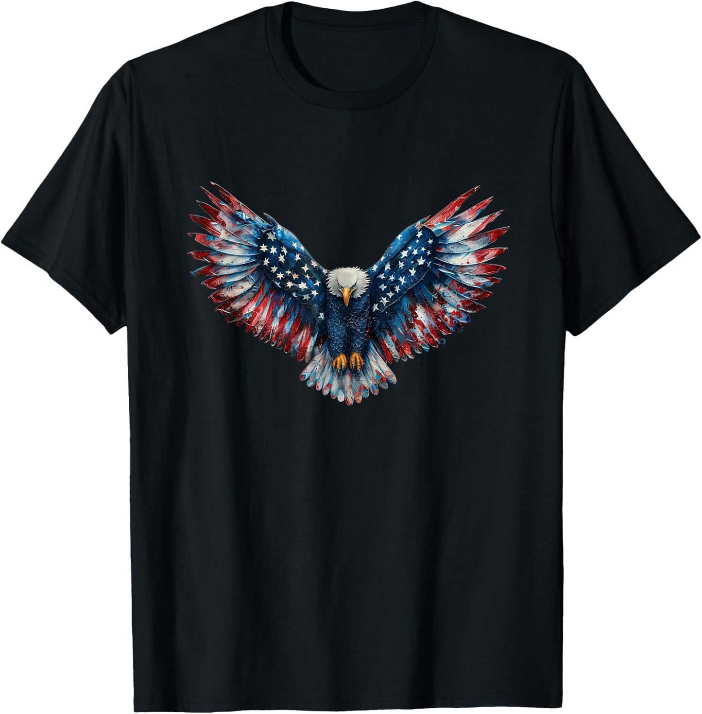 Patriotic American Design Bald Eagle Flag Love America USA T-Shirt - T-Shirt | Black
