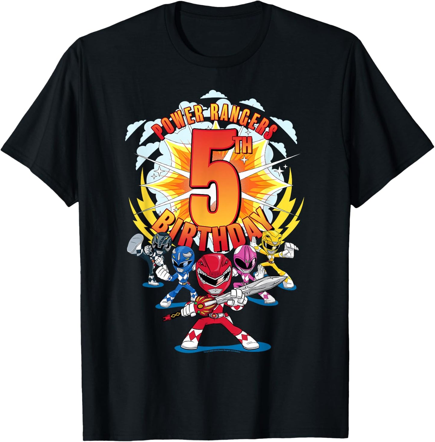 Power Rangers Awesome 5th Birthday Mini Action Shot T-Shirt - T-Shirt | Black