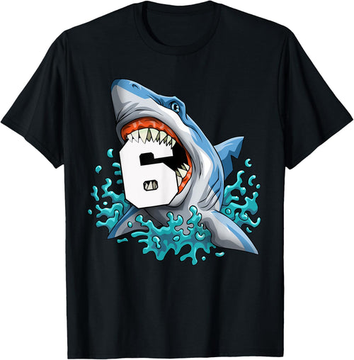 Kids Shark 6th Birthday Boys Funny Shark 6 yrs Old Birthday