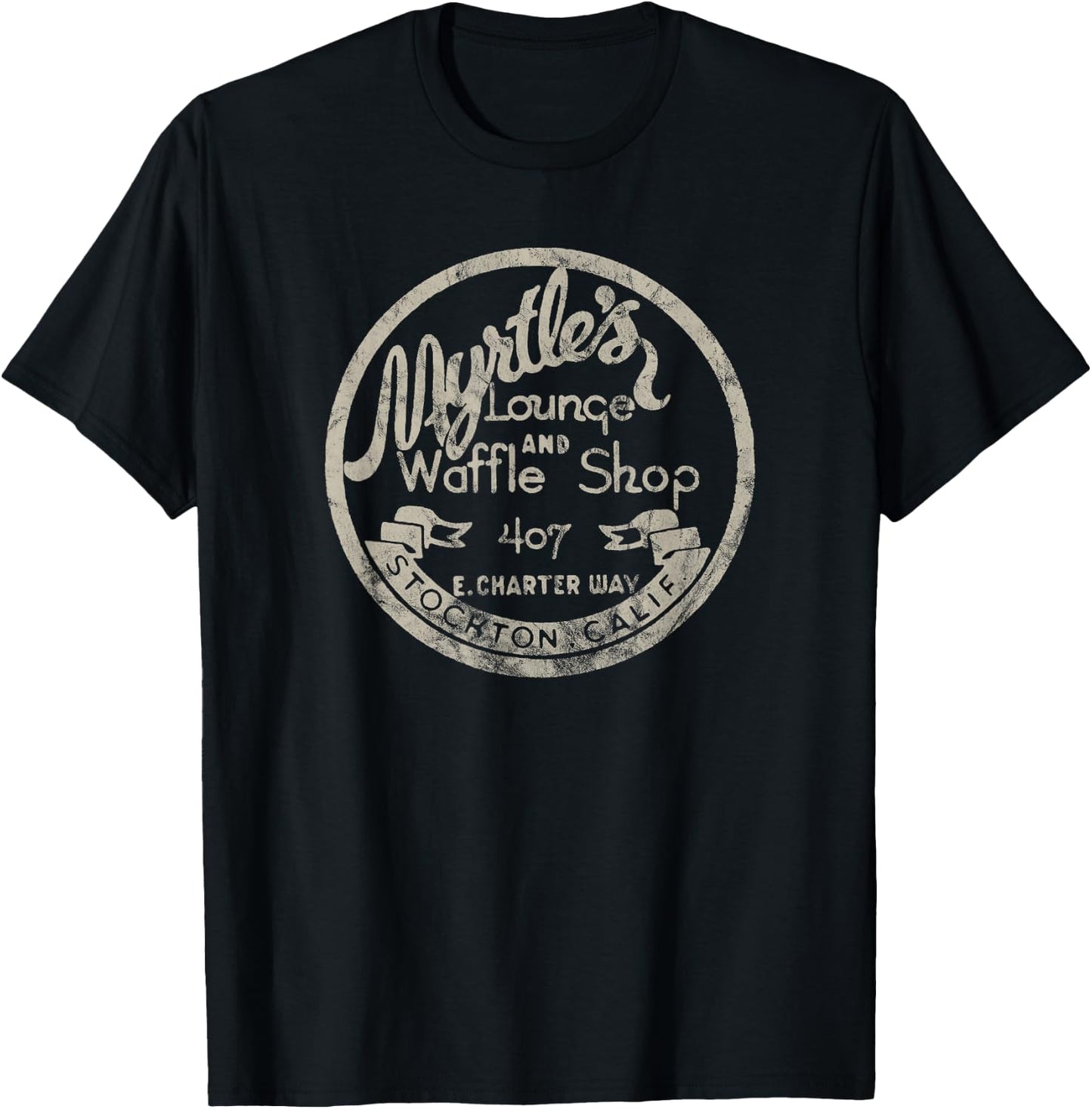 Stockton California Vintage Restaurant Bar Motel Advertising T-Shirt - T-Shirt | Black