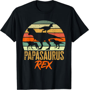 Funny Father's Day Dad Dino Papasaurus Rex , Black, S T-Shirt - T-Shirt | Black