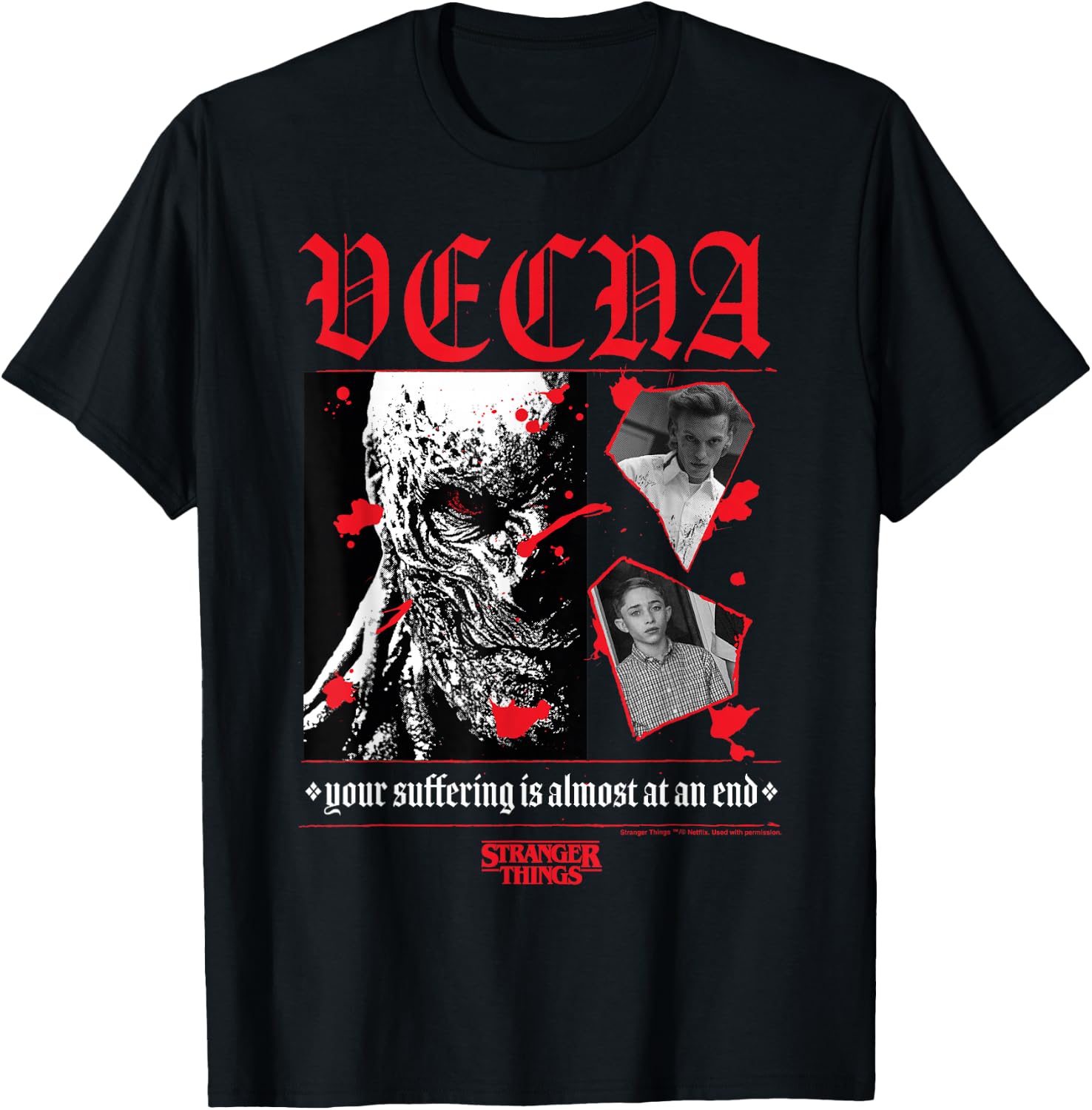 Gothic Quote Stranger Things Vecna Henry Creel , Black, S T-Shirt - T-Shirt | Black