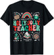 Holly Xmas Jolly Teacher Christmas Vibes Rainbow Xmas Tree T-Shirt - T-Shirt | Black