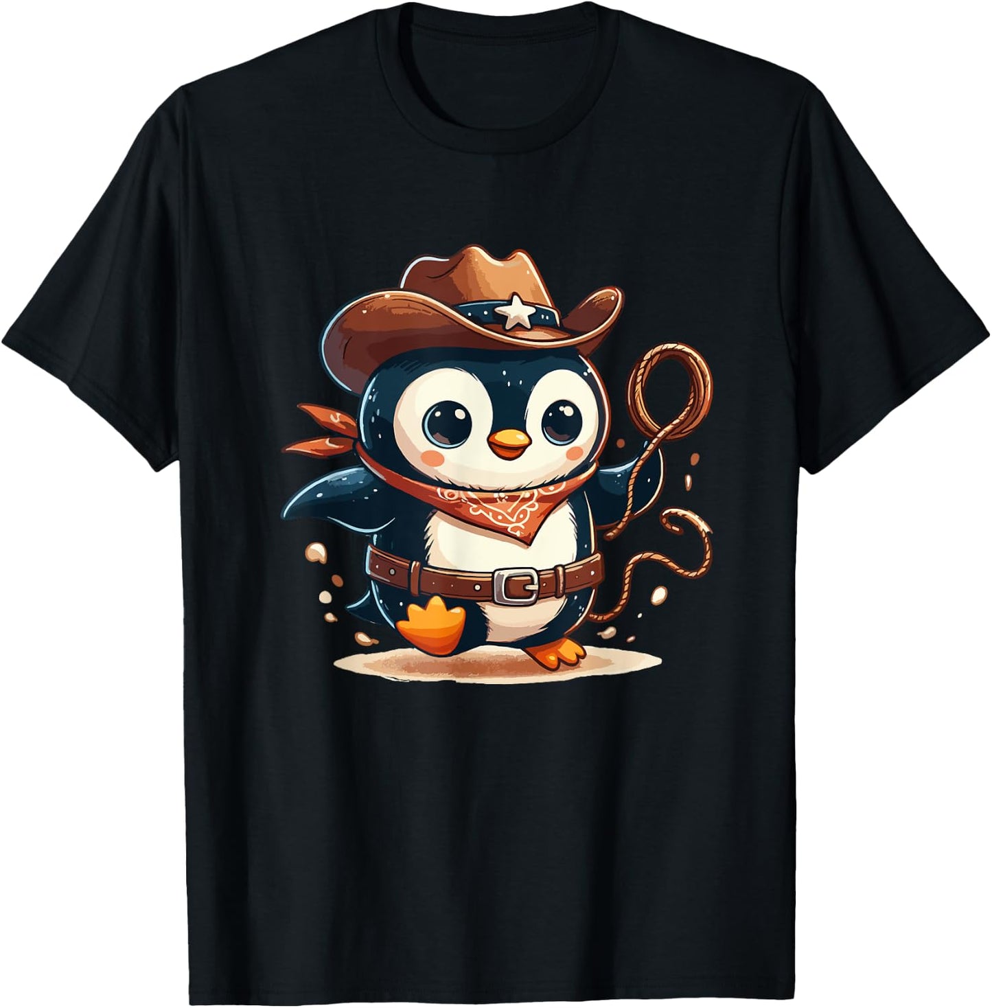 Western Rodeo Cowboy Hat Penguin Texas Animals T-Shirt - T-Shirt | Black