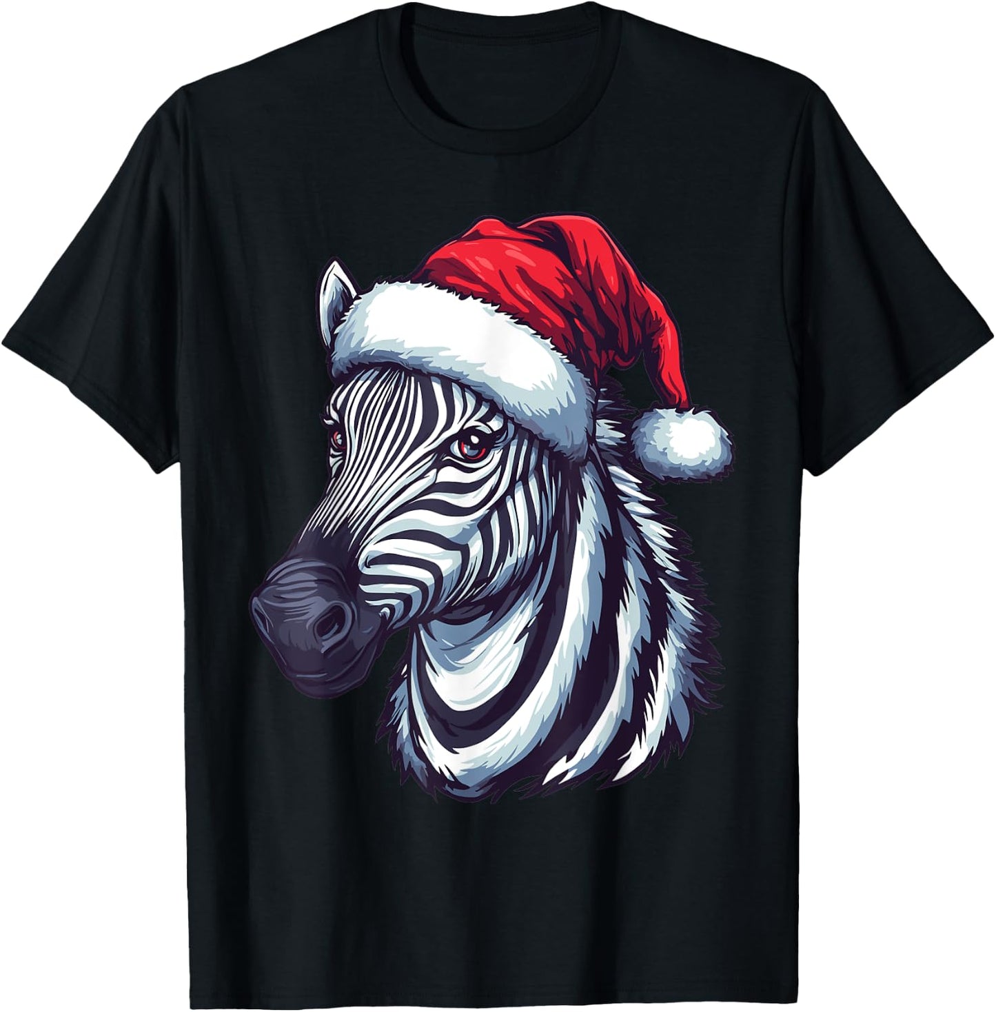 Zebra Santa Hat Funny Xmas Zebra Lovers Christmas Pajama T-Shirt - T-Shirt | Black