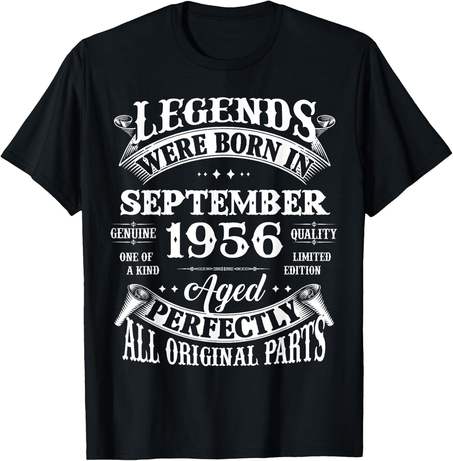 70th Birthday Gift Legends Born In September 1956 70 Yrs Old T-Shirt - T-Shirt | Black
