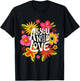 The Beatles - Retro Floral : Black, S, , Half-sleeve, Jumper, Beatles Fans All Ages T-Shirt - T-Shirt | Black