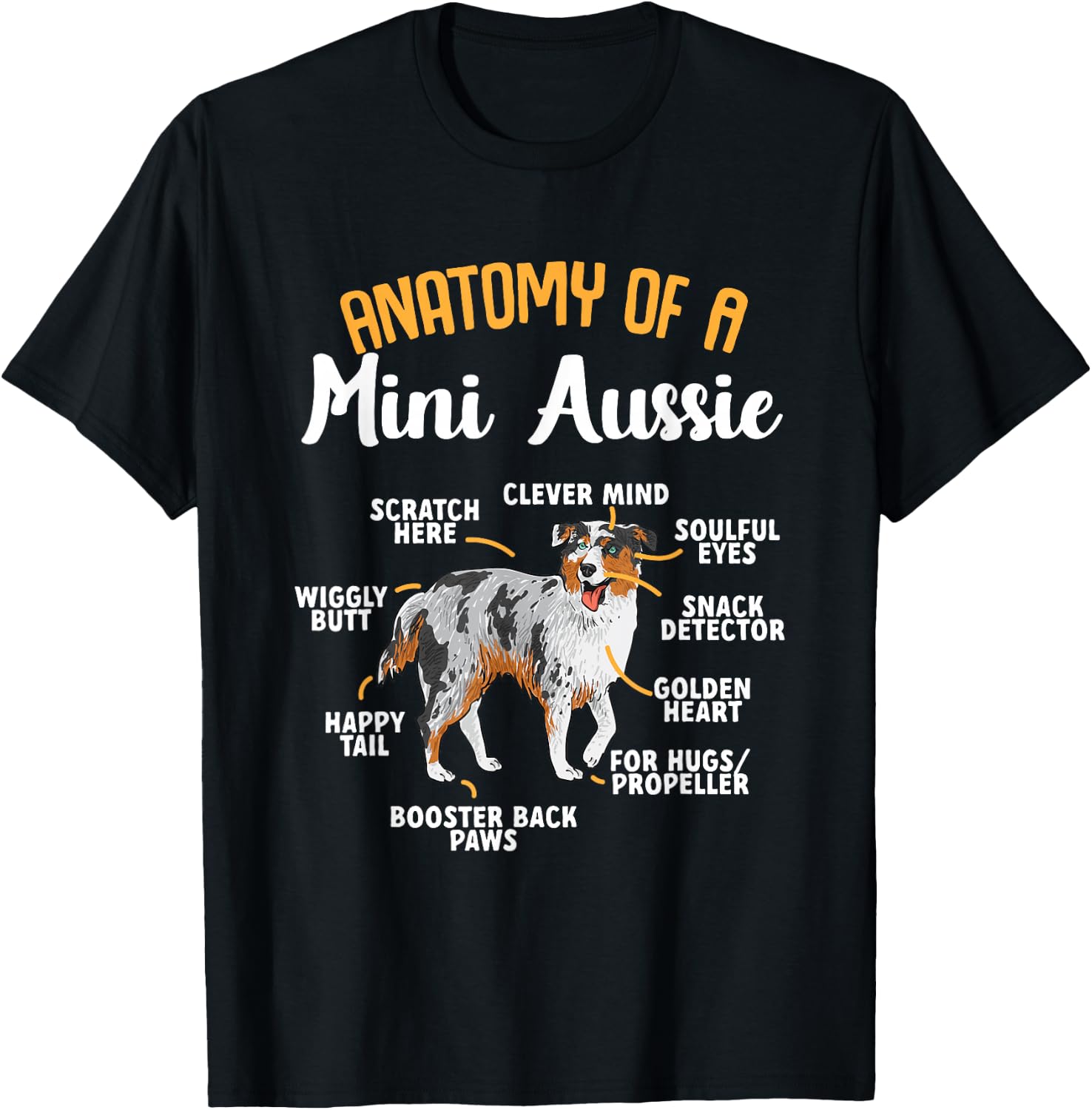 Mini Aussie Miniature Australian Shepherd T-Shirt - T-Shirt | Black