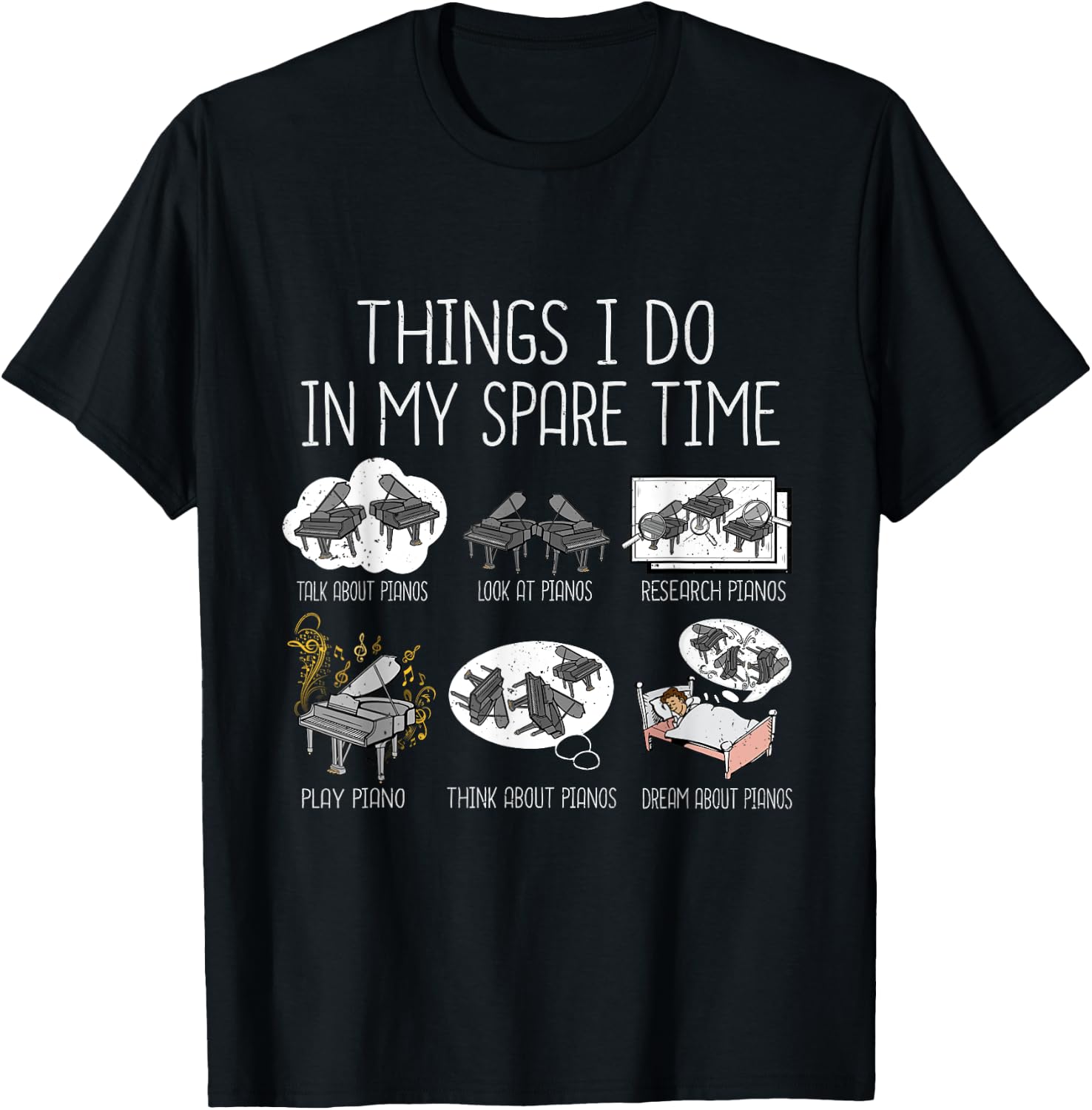 Funny Piano Player Men Music Grand Piano T-Shirt - T-Shirt | Black