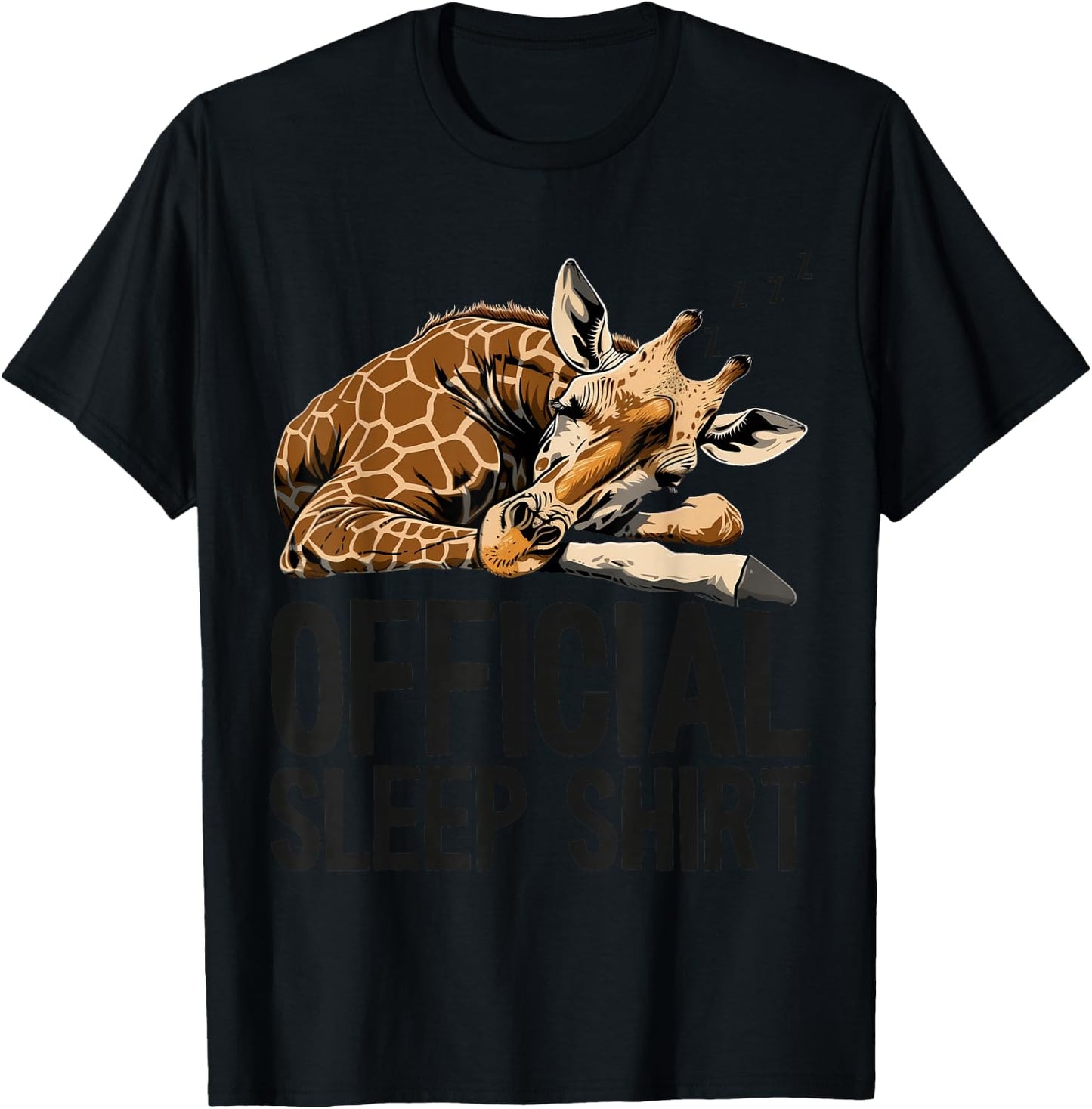 Giraffe Sleeping Funny Official Sleep T-Shirt - T-Shirt | Black