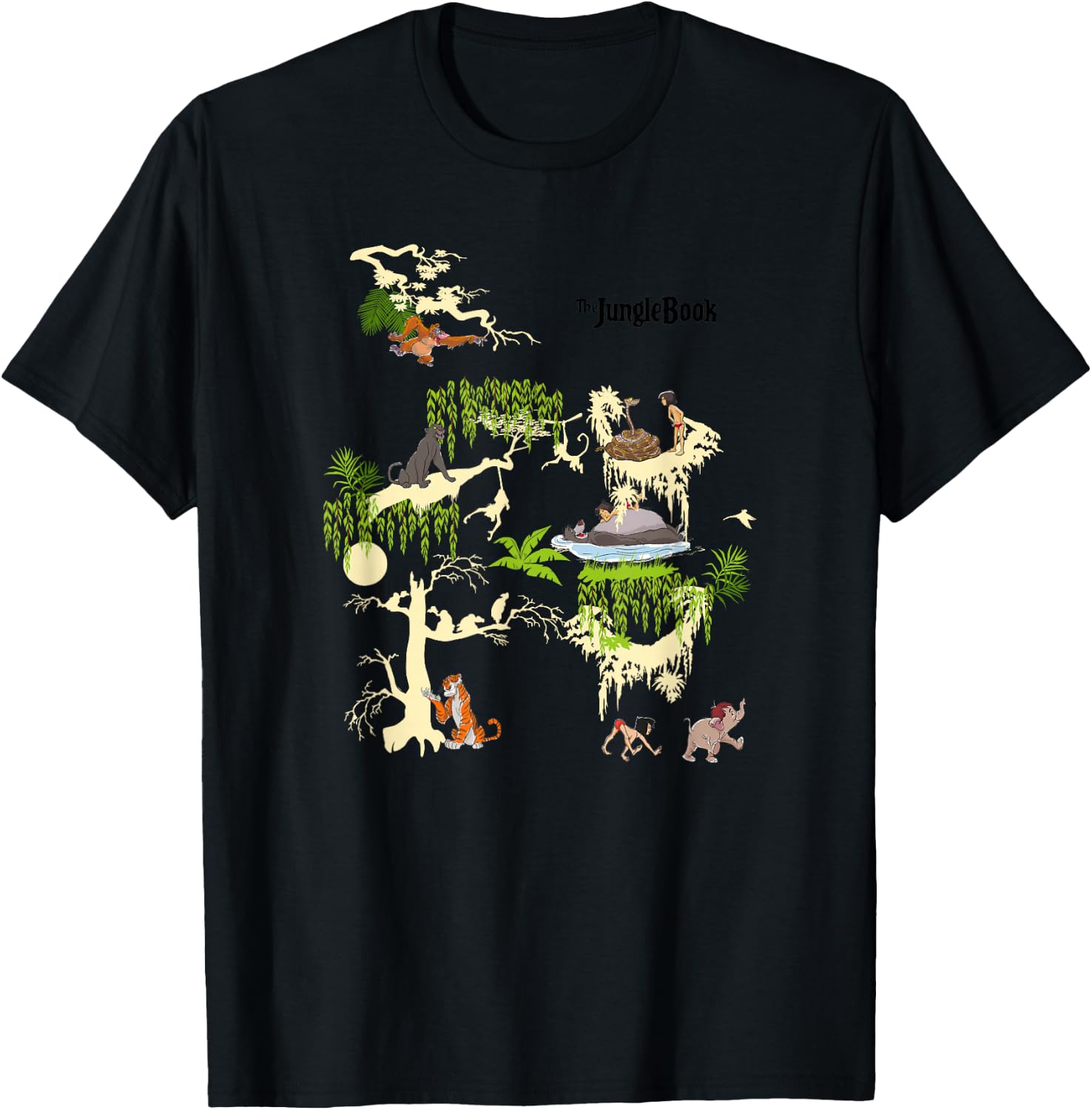 Disney The Jungle Book Scenes Group Poster T-Shirt - T-Shirt | Black