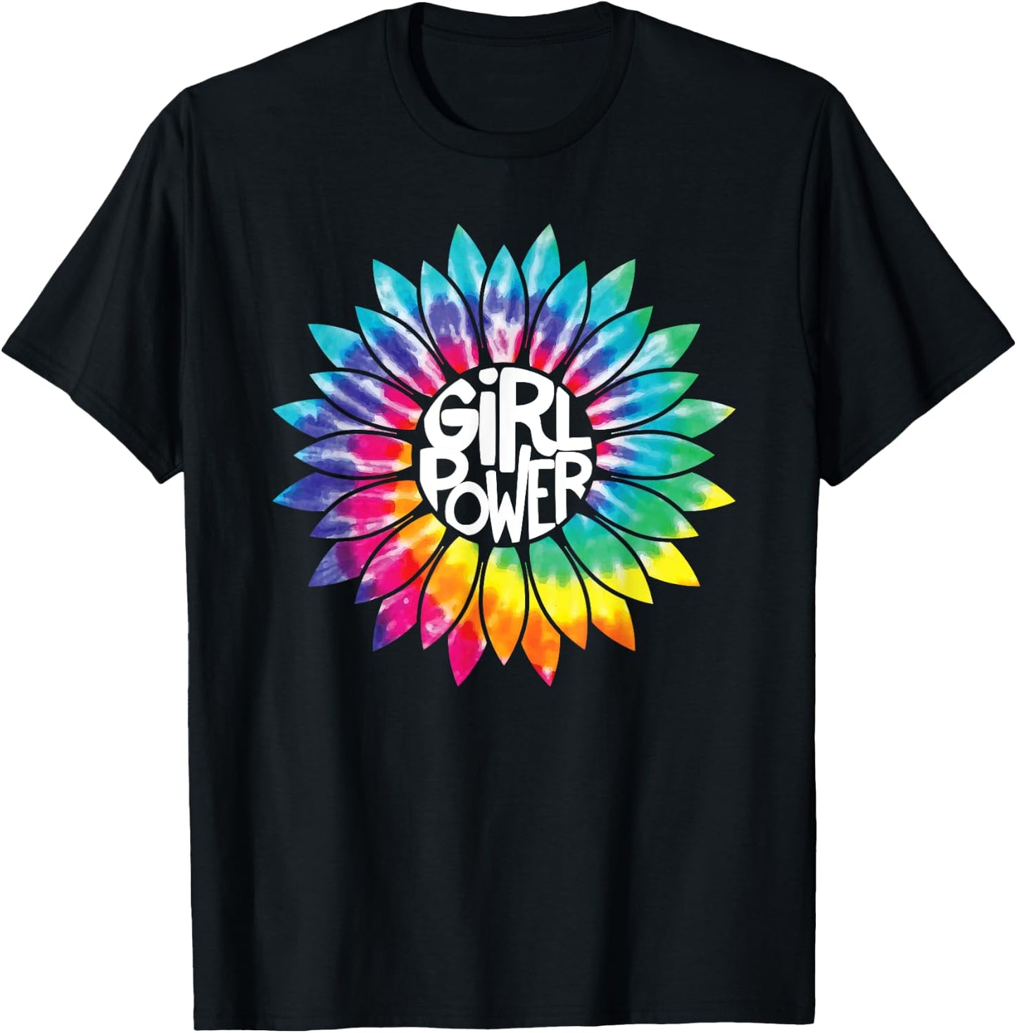 Girl Power Shirt Flower Tie Dye Hippie Female Empower Gift T-Shirt - T-Shirt | Black