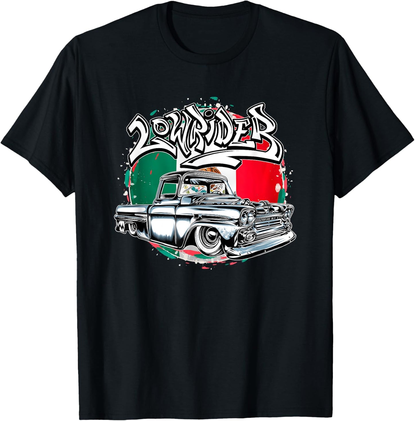 Mexico Lowrider Truck, Vintage Lowrider, Classic Lowrider T-Shirt - T-Shirt | Black