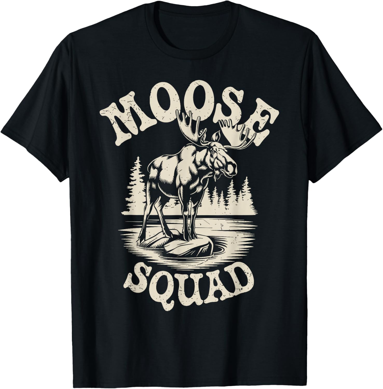 Moose Squad Funny Moose T-Shirt - T-Shirt | Black