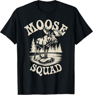 Moose Squad Funny Moose T-Shirt - T-Shirt | Black