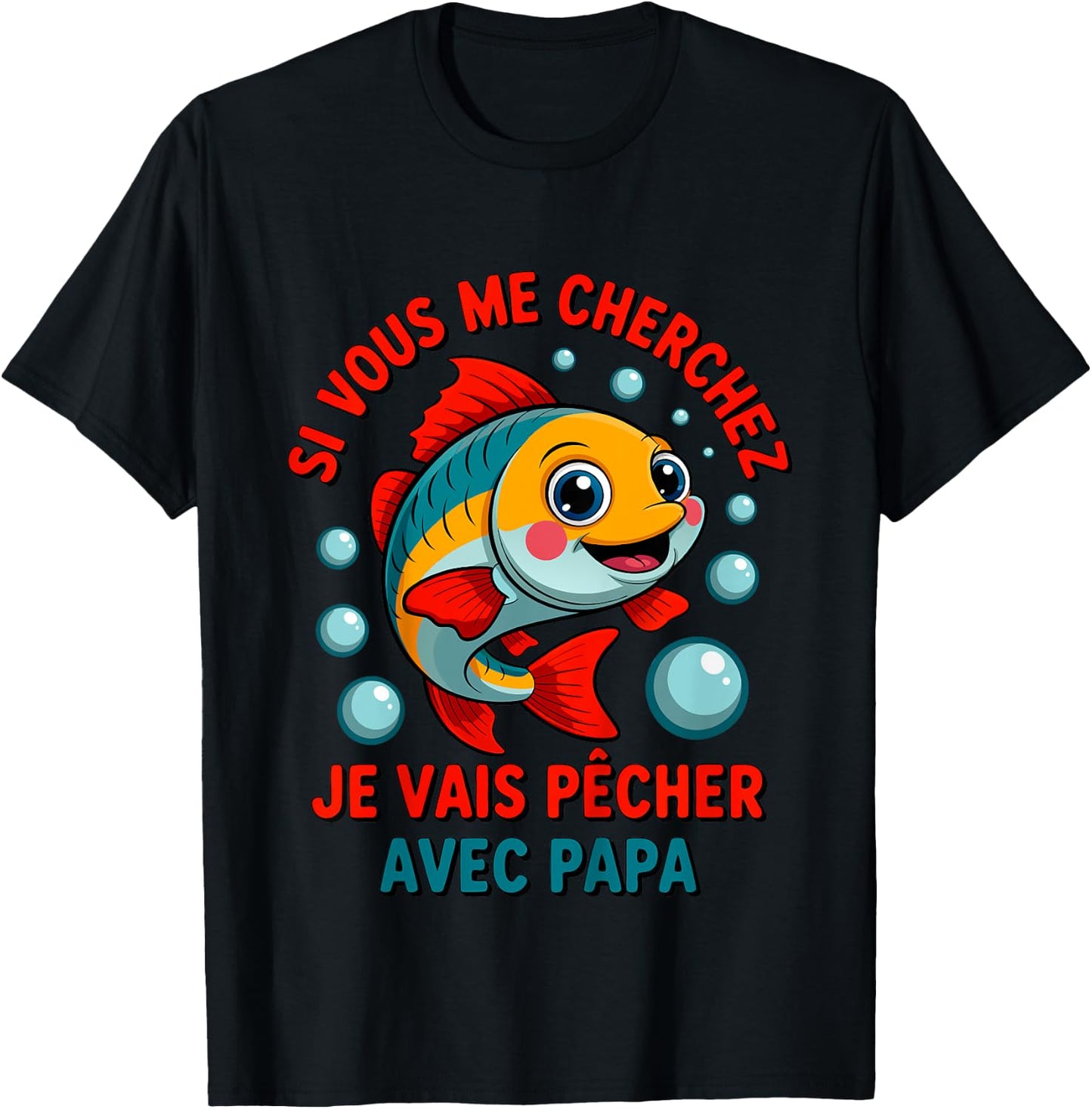 Enfant Pêche avec papa drôle de poisson qui saute T-Shirt - T-Shirt | Black