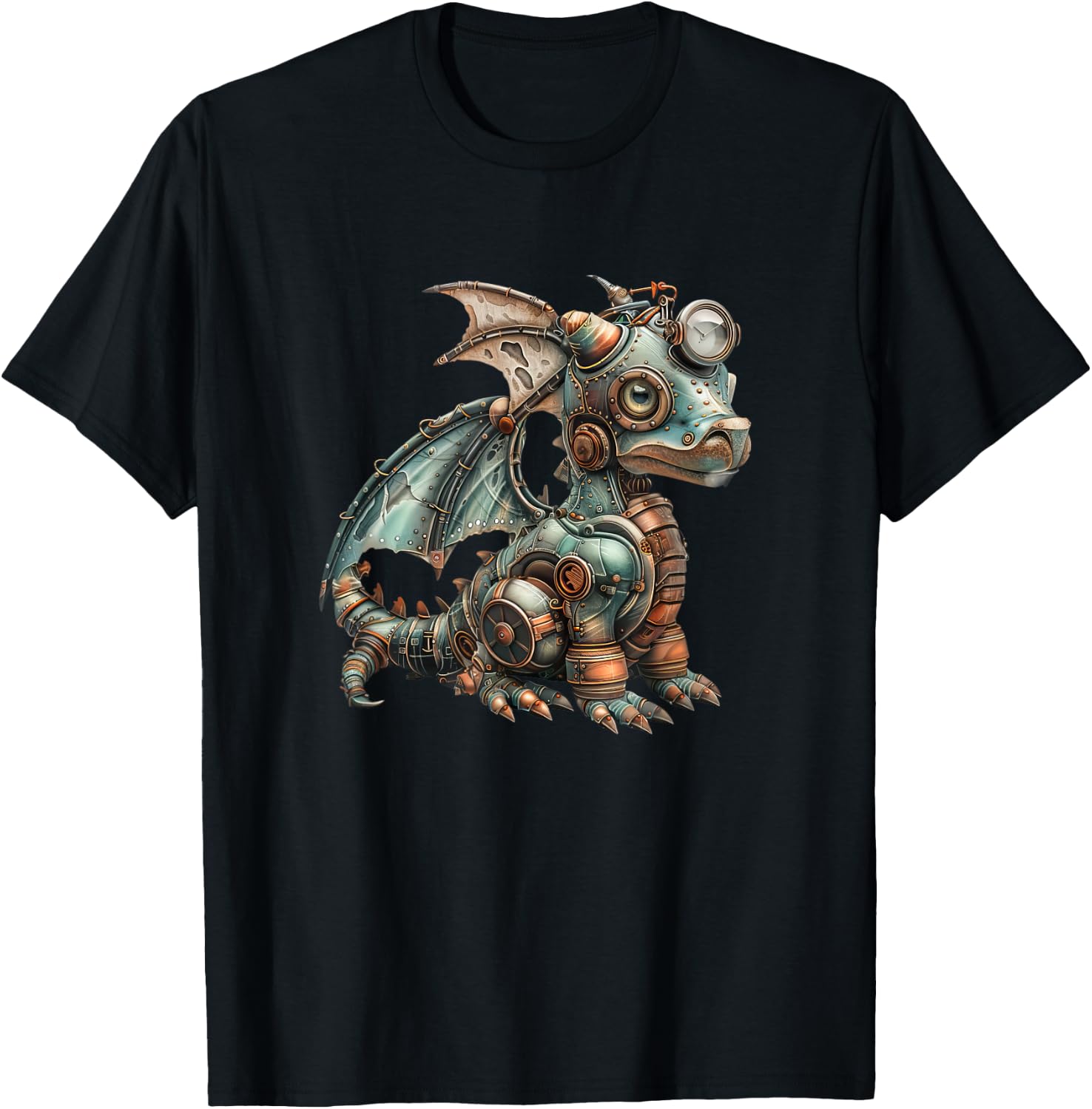 Dragon Steampunk Vintage Art Men Women Children Retro T-Shirt - T-Shirt | Black
