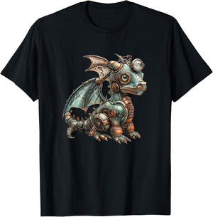 Dragon Steampunk Vintage Art Men Women Children Retro T-Shirt - T-Shirt | Black