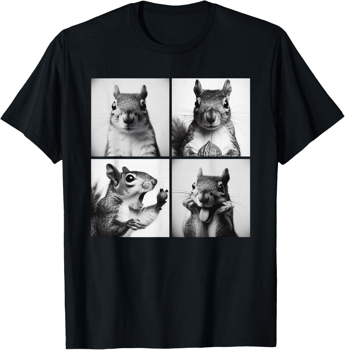 Photobooth Funny Animal Squirrel Vintage Selfie Photoshoots T-Shirt - T-Shirt | Black