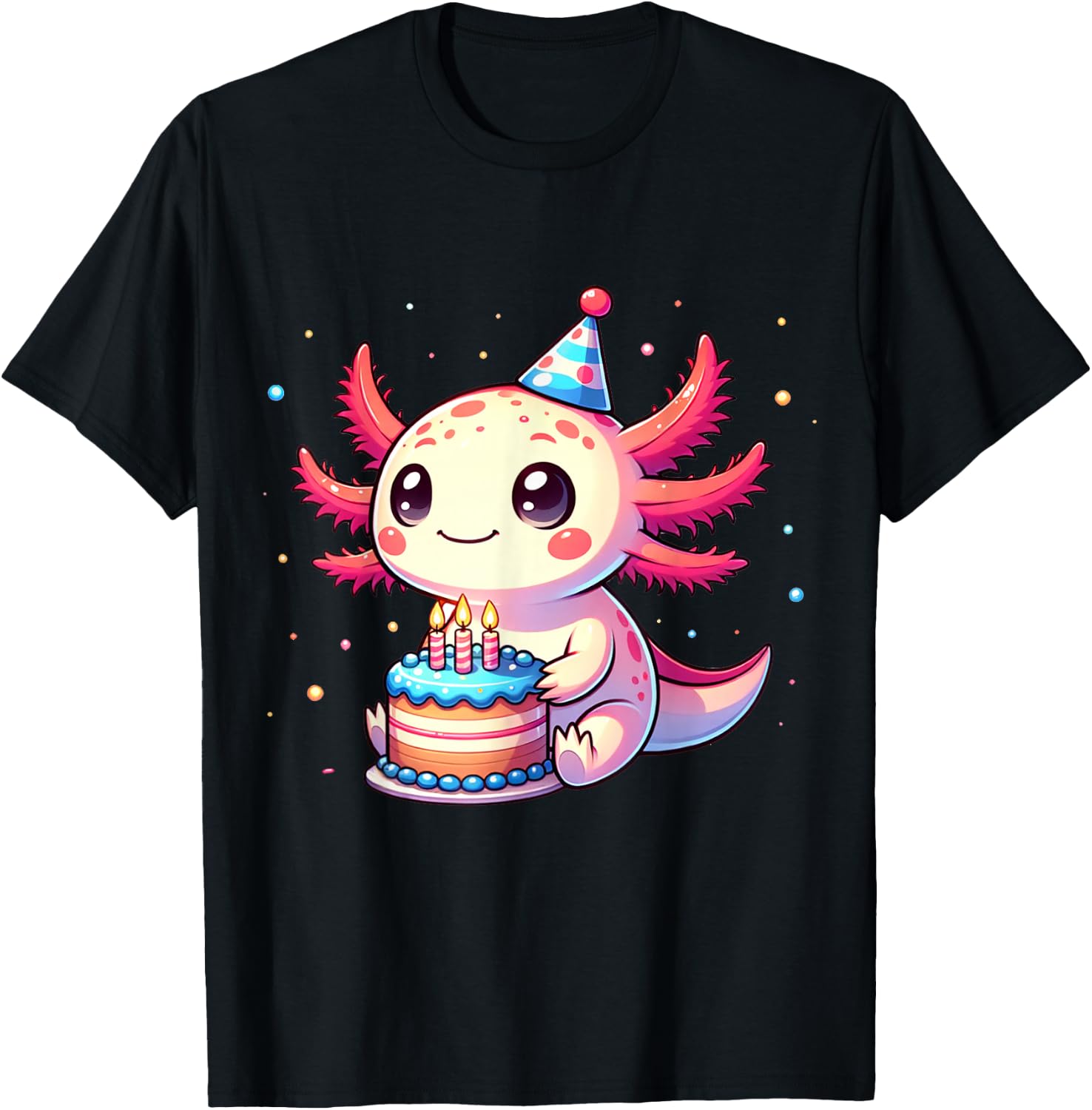 Funny Axolotl Birthday Party Design For Axolotl Lover T-Shirt - T-Shirt | Black