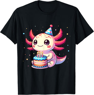 Funny Axolotl Birthday Party Design For Axolotl Lover T-Shirt - T-Shirt | Black