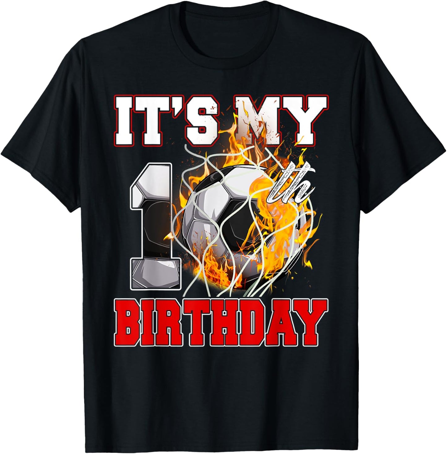 Funny It's My 10th Birthday 10 Years Old Soccer Ball Boys T-Shirt - T-Shirt | Black