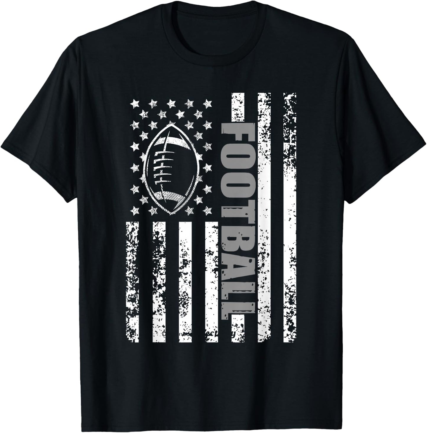 American Flag Football Patriotic Football T-Shirt - T-Shirt | Black