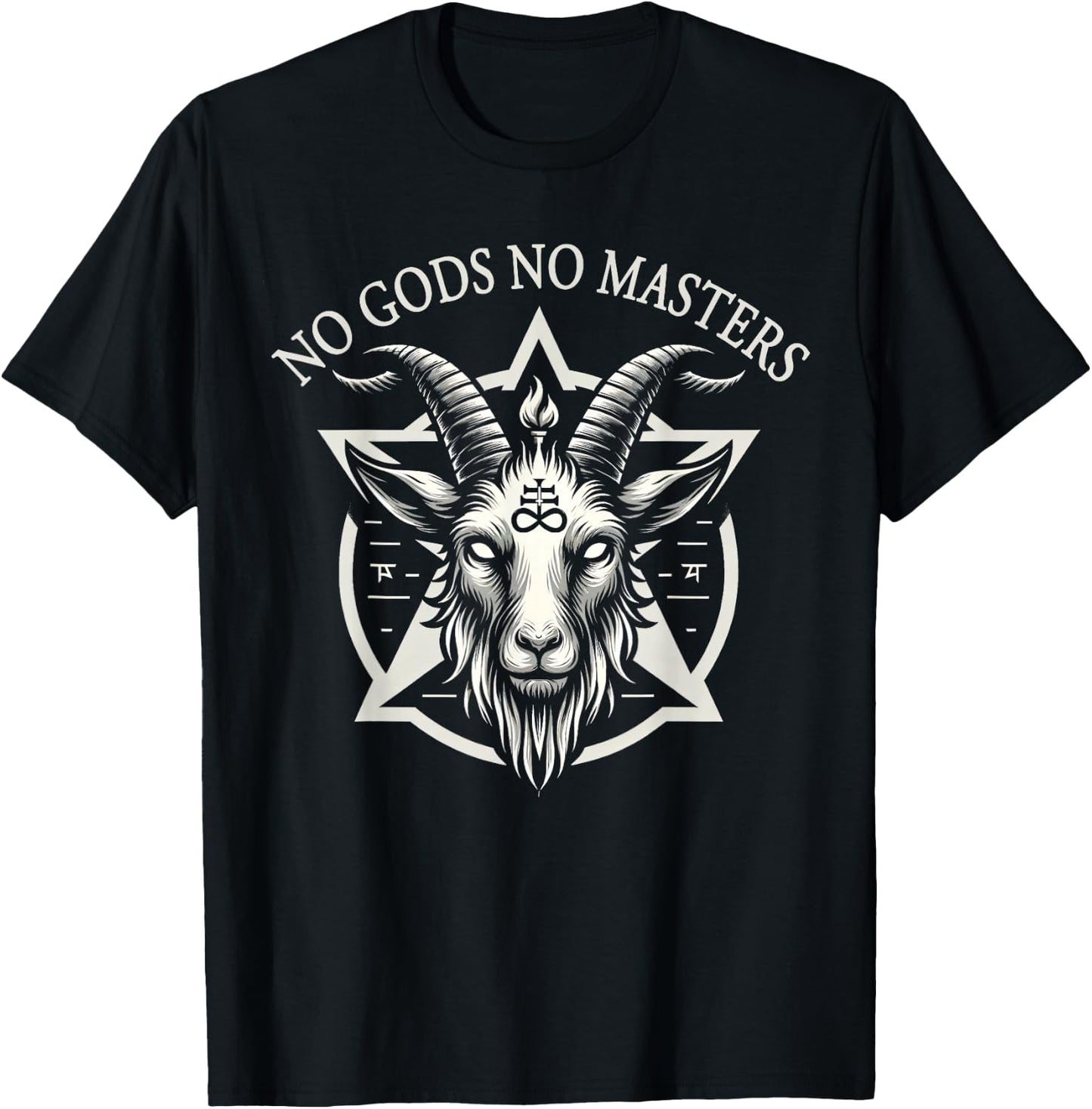 No Gods No Masters Satanic Baphomet Devil T-Shirt - T-Shirt | Black