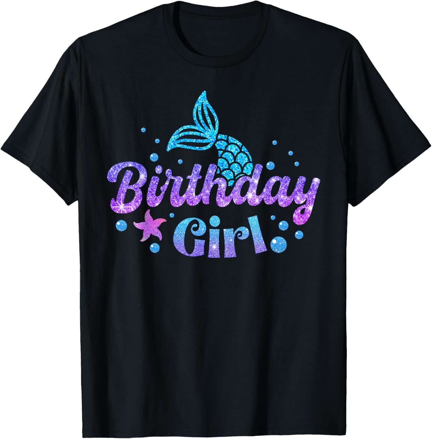 Mermaid Birthday Girls 1st 2nd 3rd 4th 5th BDay Kid Toddler T-Shirt - T-Shirt | Black