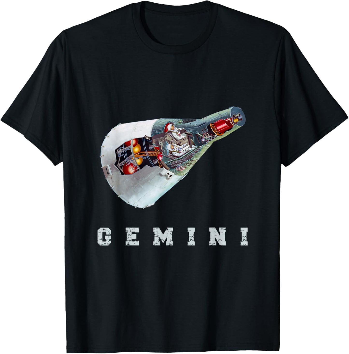 Gemini Retro Astronaut Space Capsule T-Shirt - T-Shirt | Black