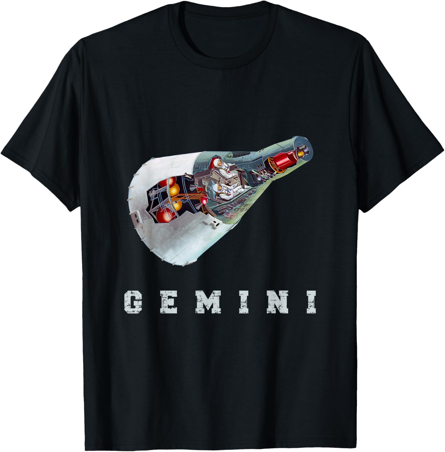 Gemini Retro Astronaut Space Capsule T-Shirt - T-Shirt | Black