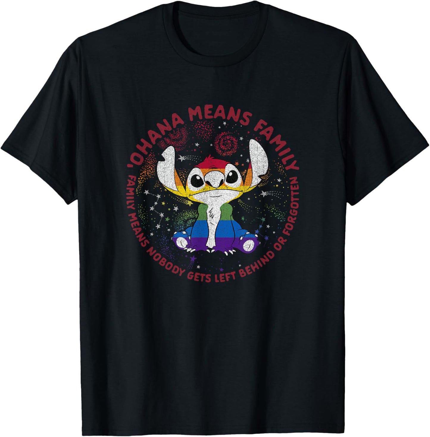 Disney Lilo & Stich Ohana Pride Circle Short Sleeve T-Shirt - T-Shirt | Black