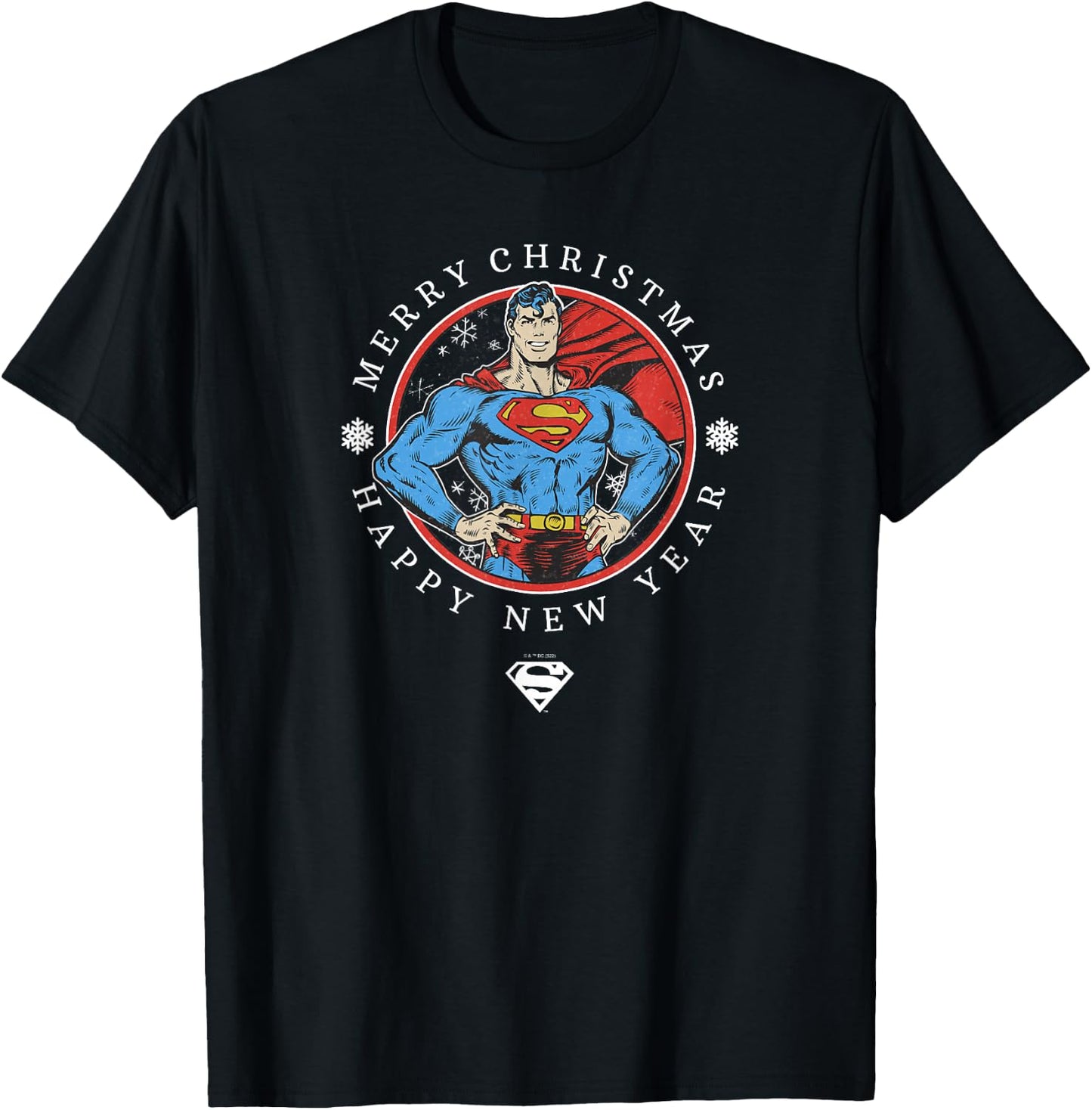 DC Comics Christmas New Year Superman Circle Stance T-Shirt - T-Shirt | Black