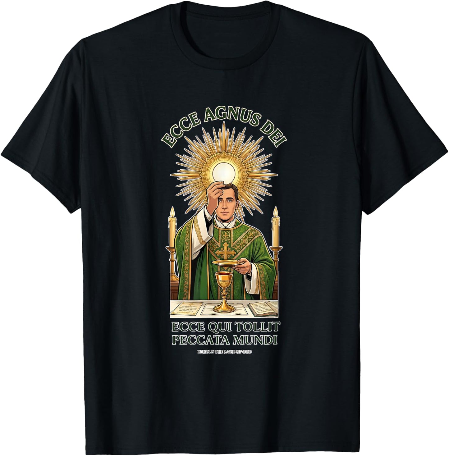 Consécration eucharistique Traditionnelle Latine Messe Catholique T-Shirt - T-Shirt | Black