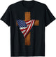 4th Of July Christian Cross US Flag Patriot Men Women Kids T-Shirt - T-Shirt | Black
