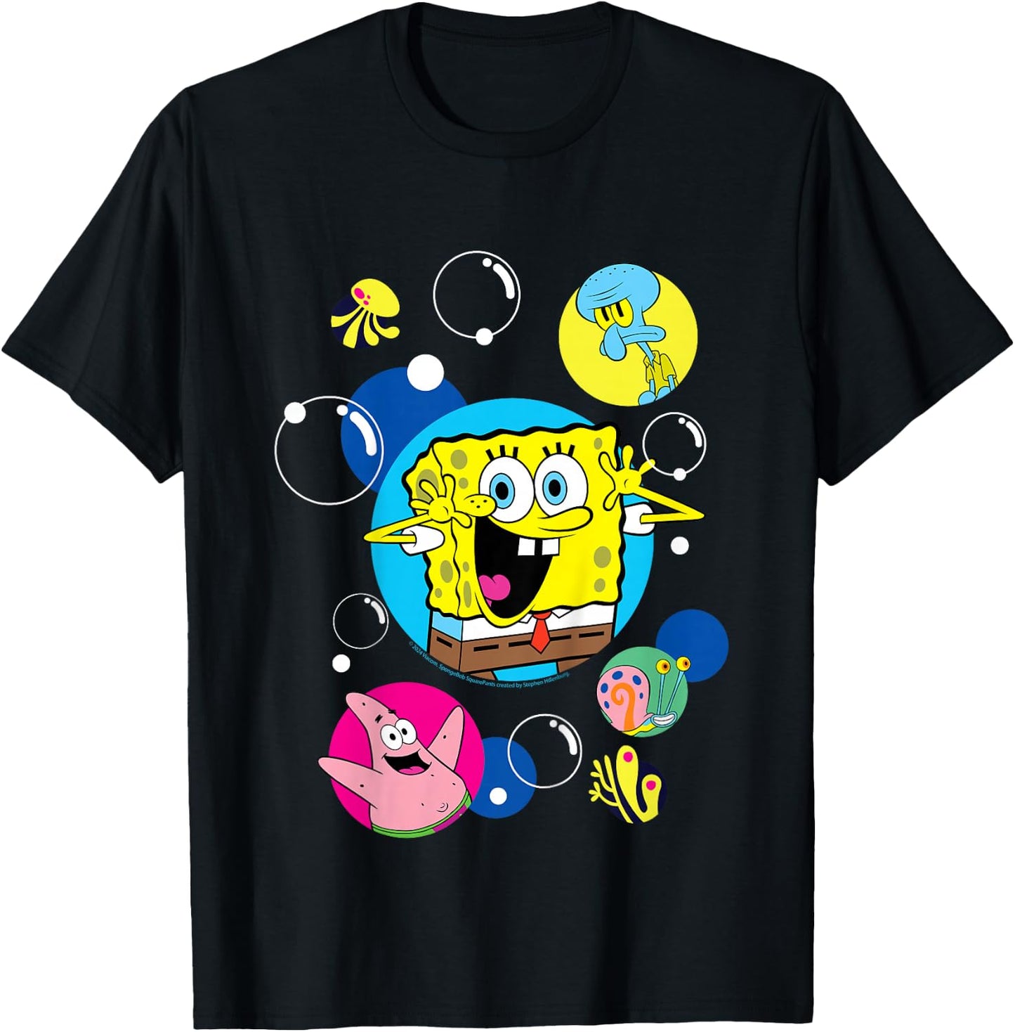 Spongebob Squarepants And Co In Bubbles Kids , Black, 2 T-Shirt - T-Shirt | Black
