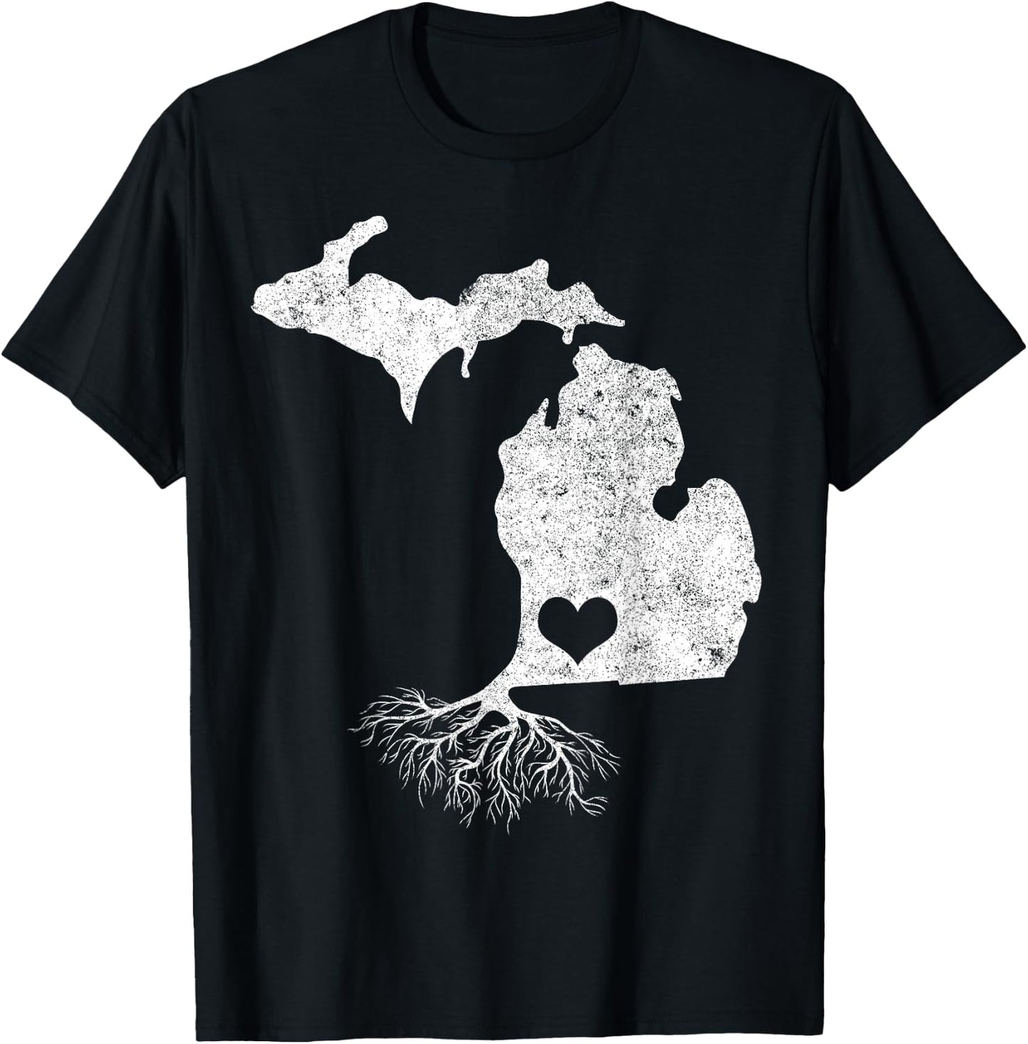 Michigan Roots Shirt: I Love Michigan With Roots T-Shirt - T-Shirt | Black