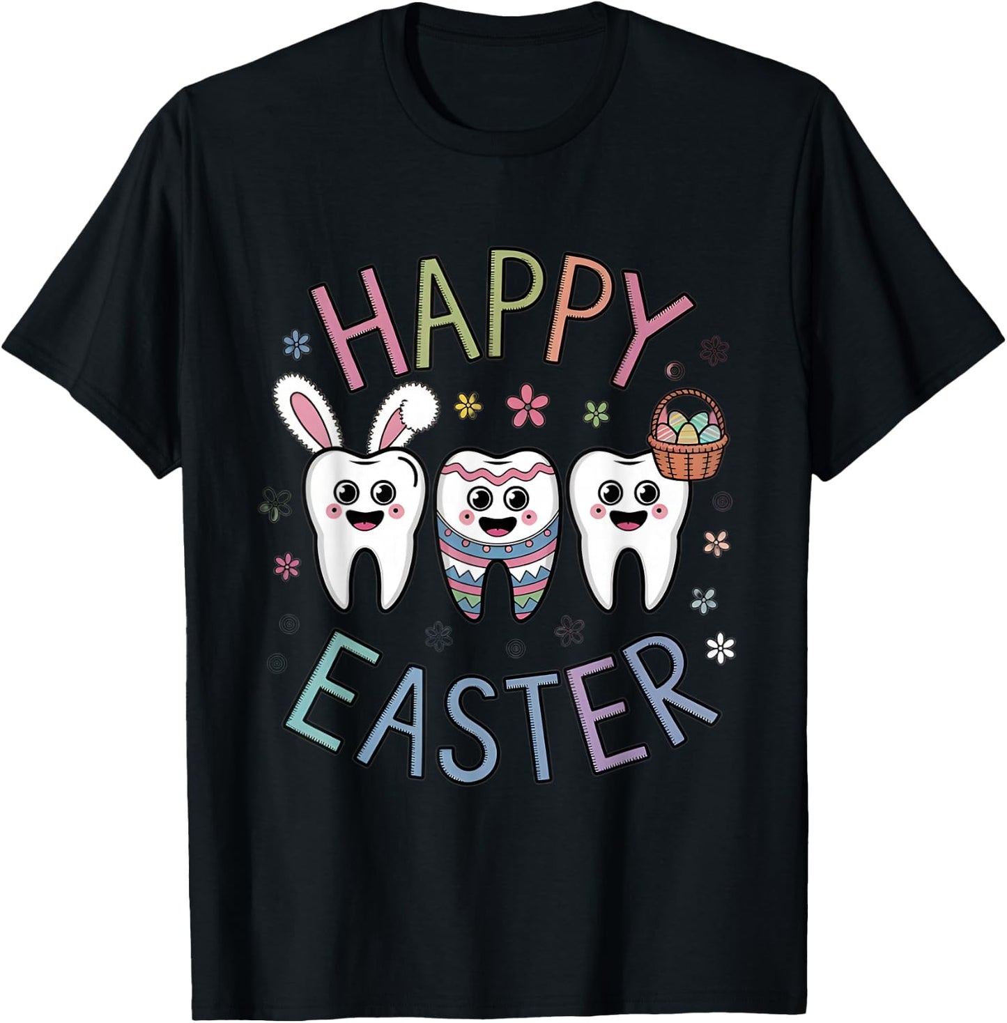 Easter Dentist Tooth Cute Teeth Dental Assistant Women Men T-Shirt - T-Shirt | Black