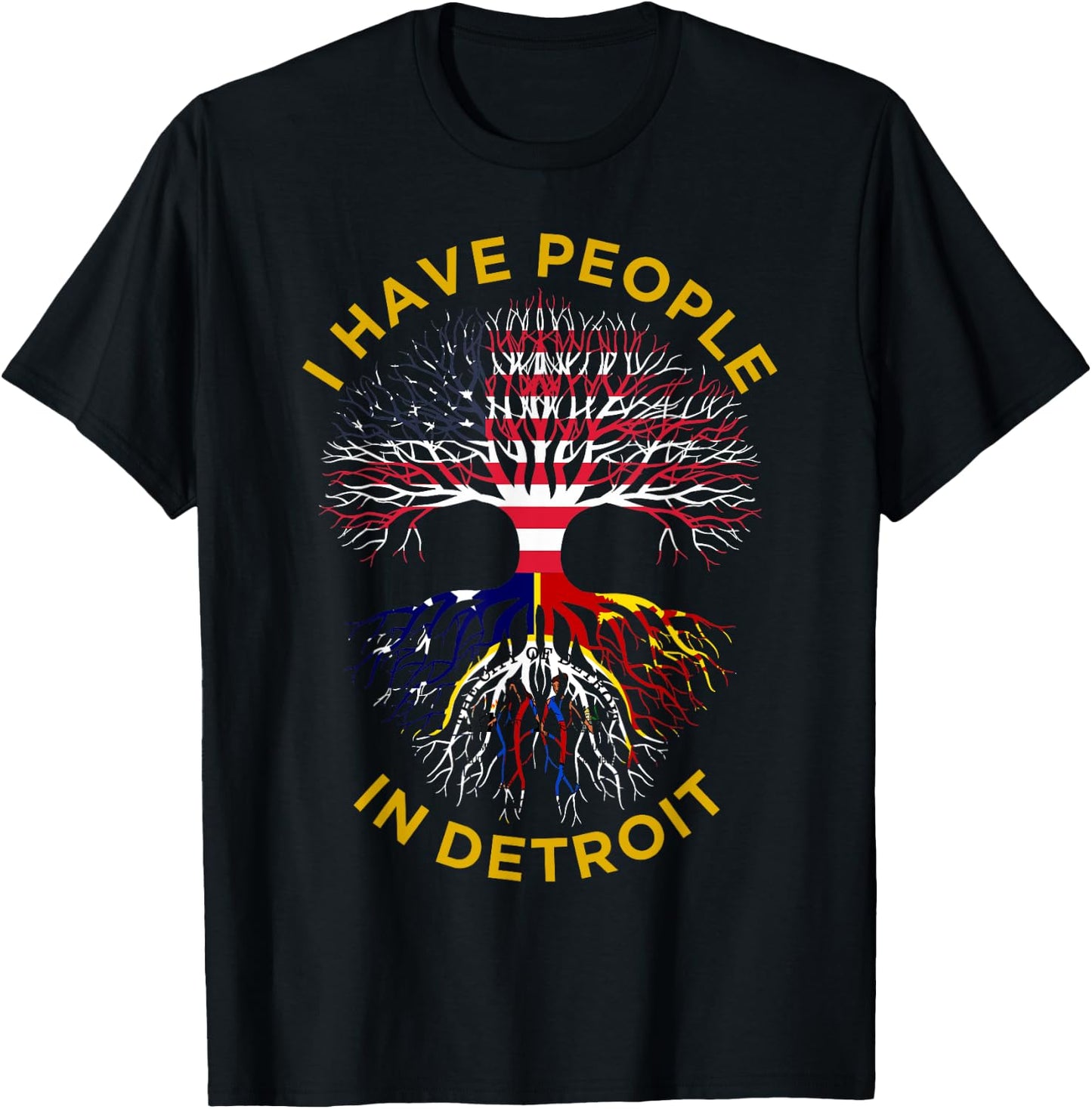 I Have People In Detroit Michigan State Detroit Roots Pride T-Shirt - T-Shirt | Black