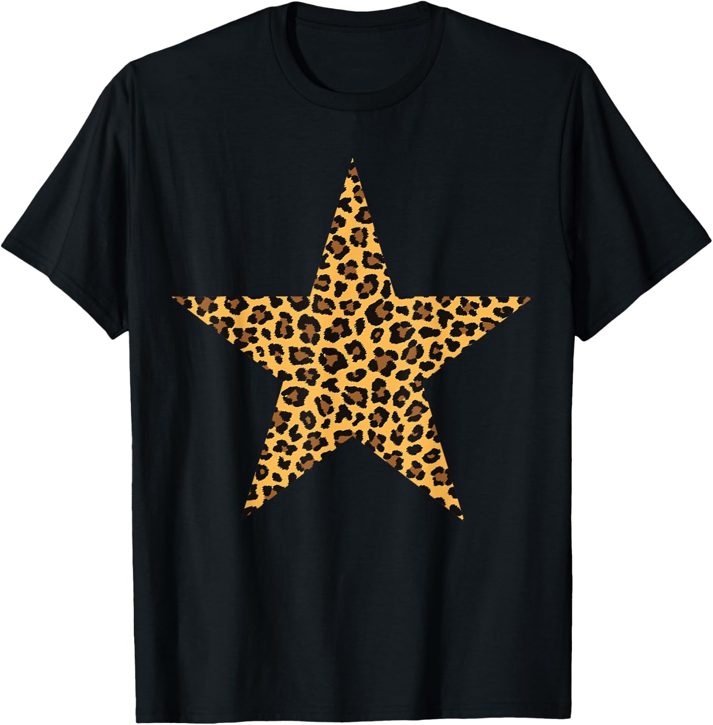 Leopard Print Star - Leopard Star T-Shirt - T-Shirt | Black