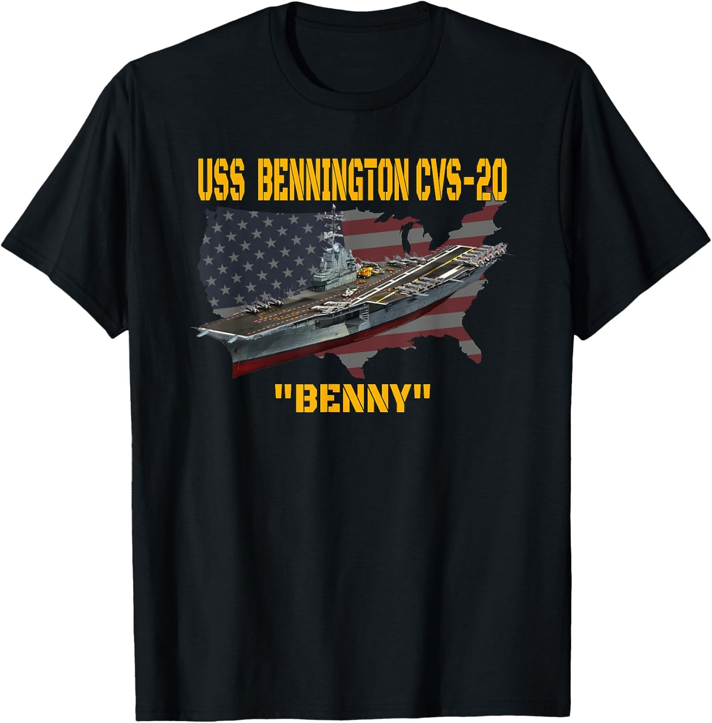 Aircraft Carrier USS Bennington CVS-20 Veteran Father Day T-Shirt - T-Shirt | Black