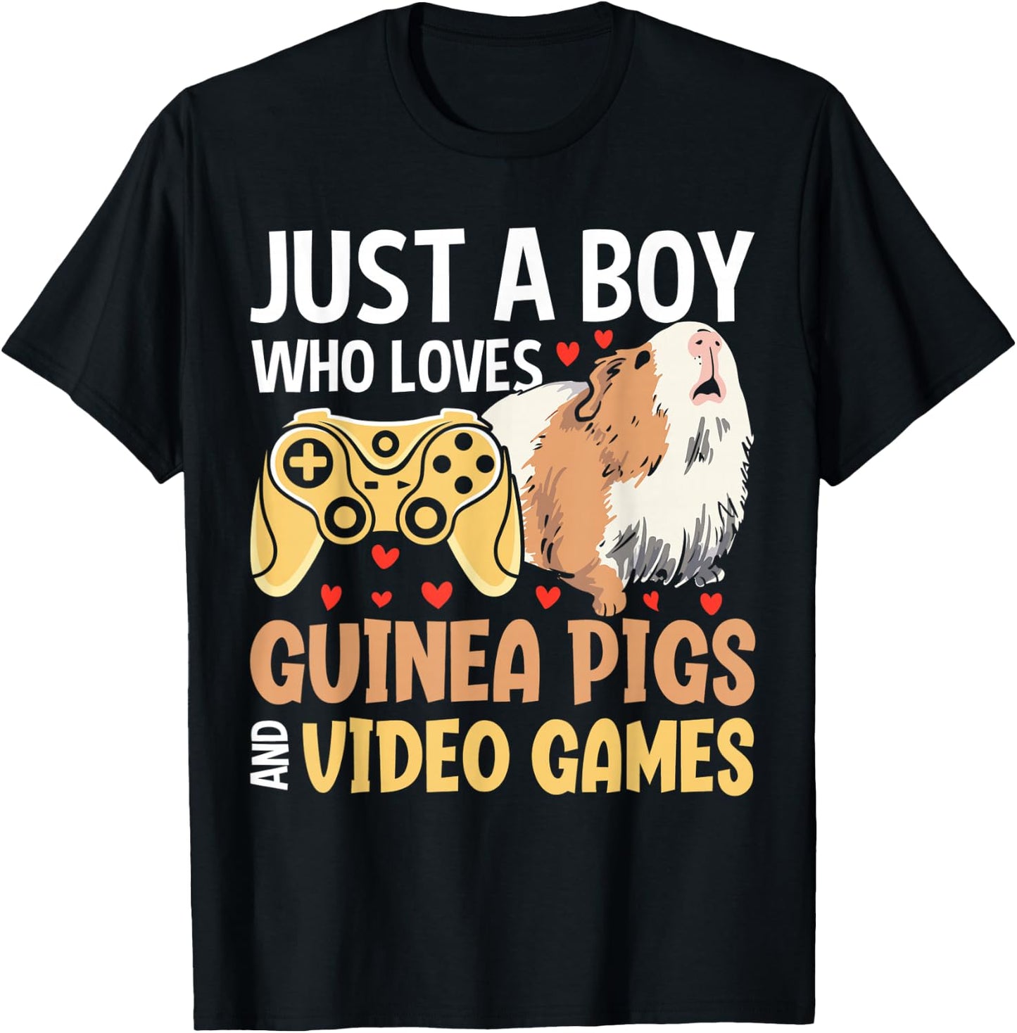 Just A Boy Who Loves Guinea Pigs And Video Games T-Shirt - T-Shirt | Black