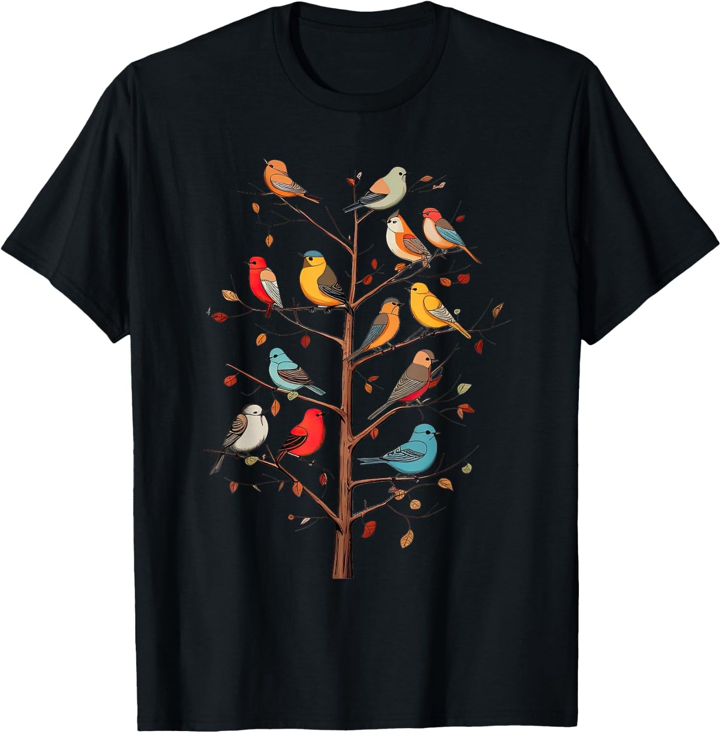Birds On A tree Branch Birding Bird Watching Bird T-Shirt - T-Shirt | Black