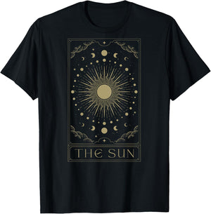 The Sun Tarot Sonne Tarotkarten Goth Witchcraft Back Print T-Shirt - T-Shirt | Black