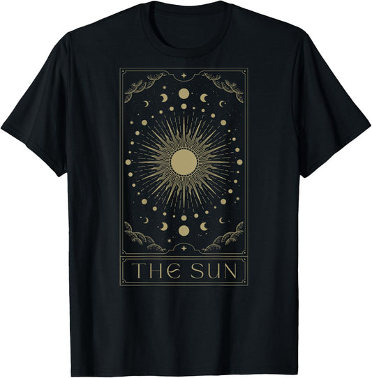 The Sun Tarot Sonne Tarotkarten Goth Witchcraft Back Print T-Shirt - T-Shirt | Black
