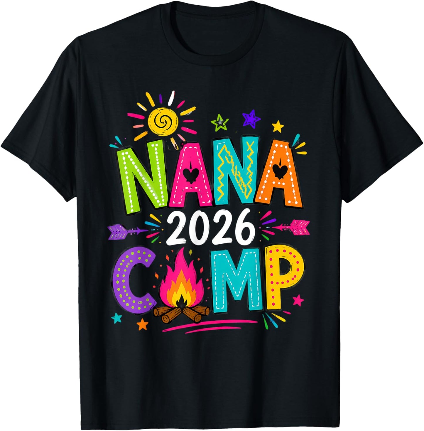 Nana Camp 2026 Family Summer Vacation Camping Crew Kids T-Shirt - T-Shirt | Black