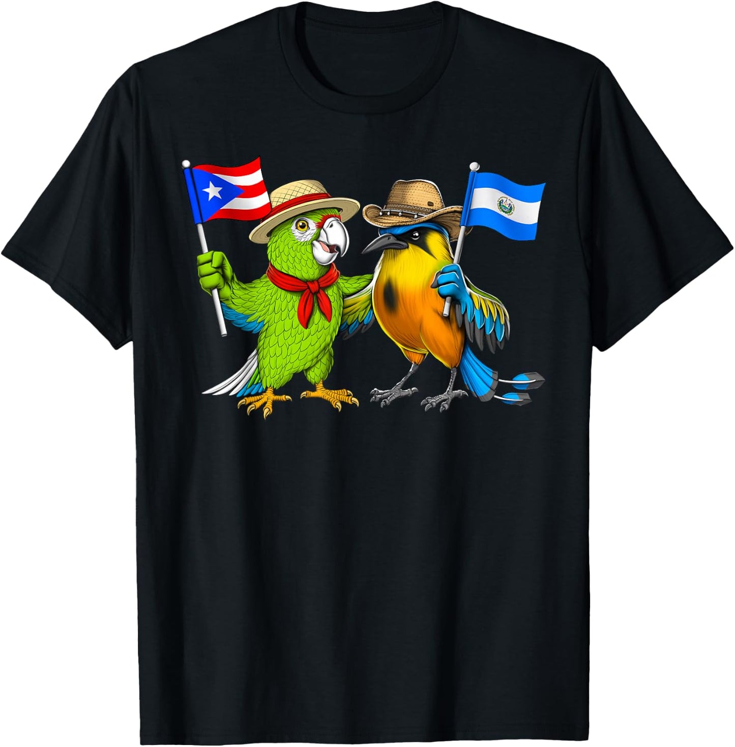Puerto Rican Salvadoran Roots Puerto Rico El Salvador Flag T-Shirt - T-Shirt | Black