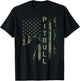 Vintage USA American Camo Flag Pitbull Dog Silhouette Pittie T-Shirt - T-Shirt | Black