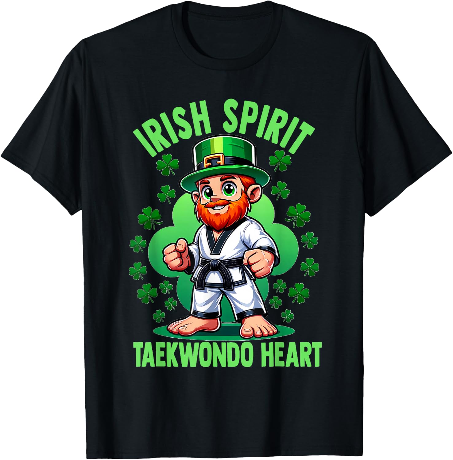 St Patricks Day Martial Arts Irish Spirit Taekwondo Heart T-Shirt - T-Shirt | Black