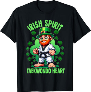 St Patricks Day Martial Arts Irish Spirit Taekwondo Heart T-Shirt - T-Shirt | Black